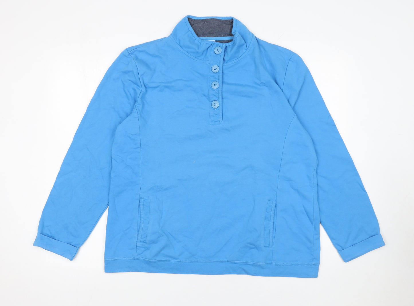 Cotton Traders Women’s Bright Blue Henley Sweatshirt Size 18