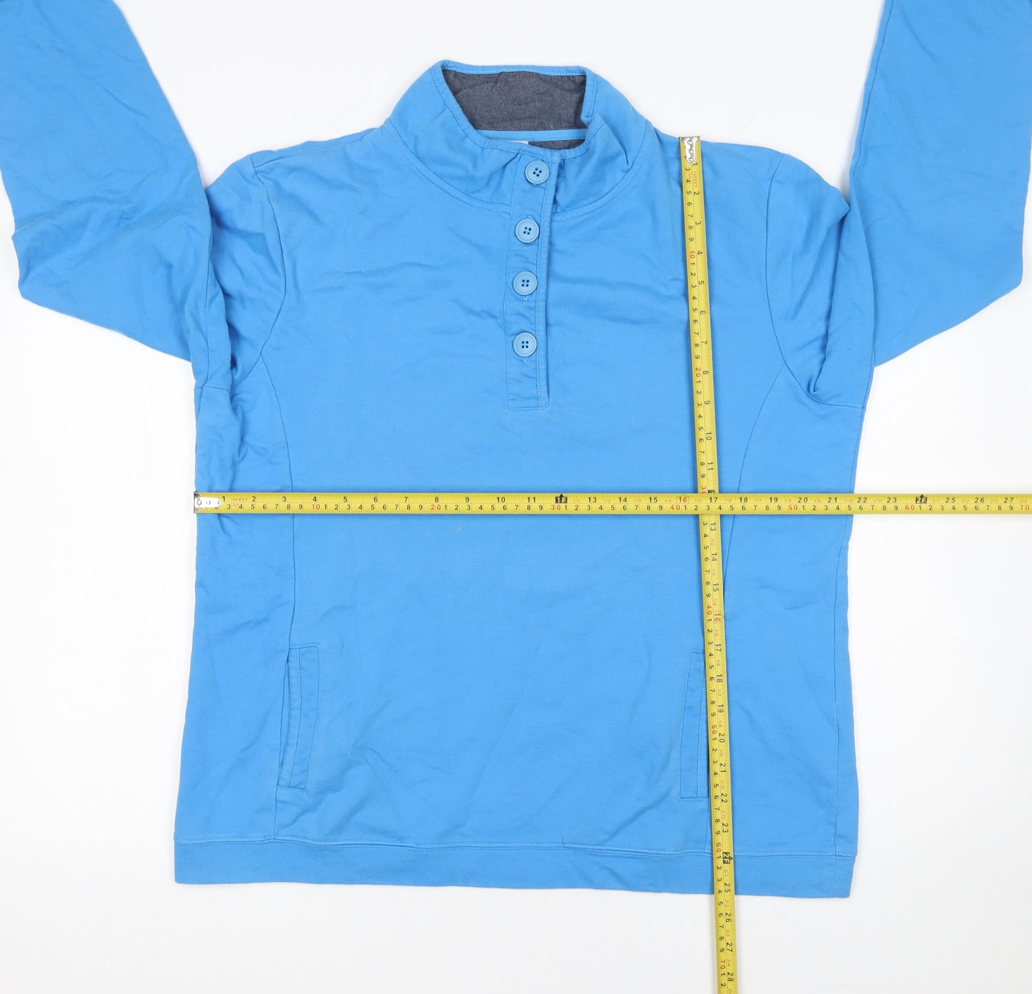 Cotton Traders Women’s Bright Blue Henley Sweatshirt Size 18