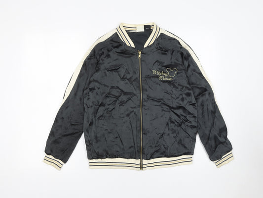 Zara Girls Black Mickey Mouse Bomber Jacket 13-14 Years