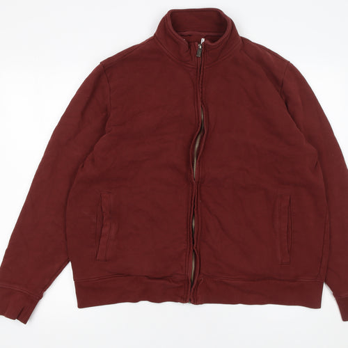 Marks and Spencer Men’s Red 2XL Full Zip Cotton Sweatshirt