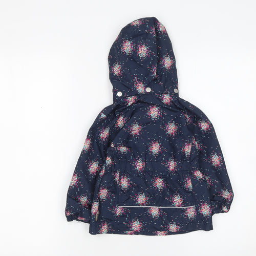 Name It Girls Blue Floral Hooded Rain Coat Jacket 2 Years