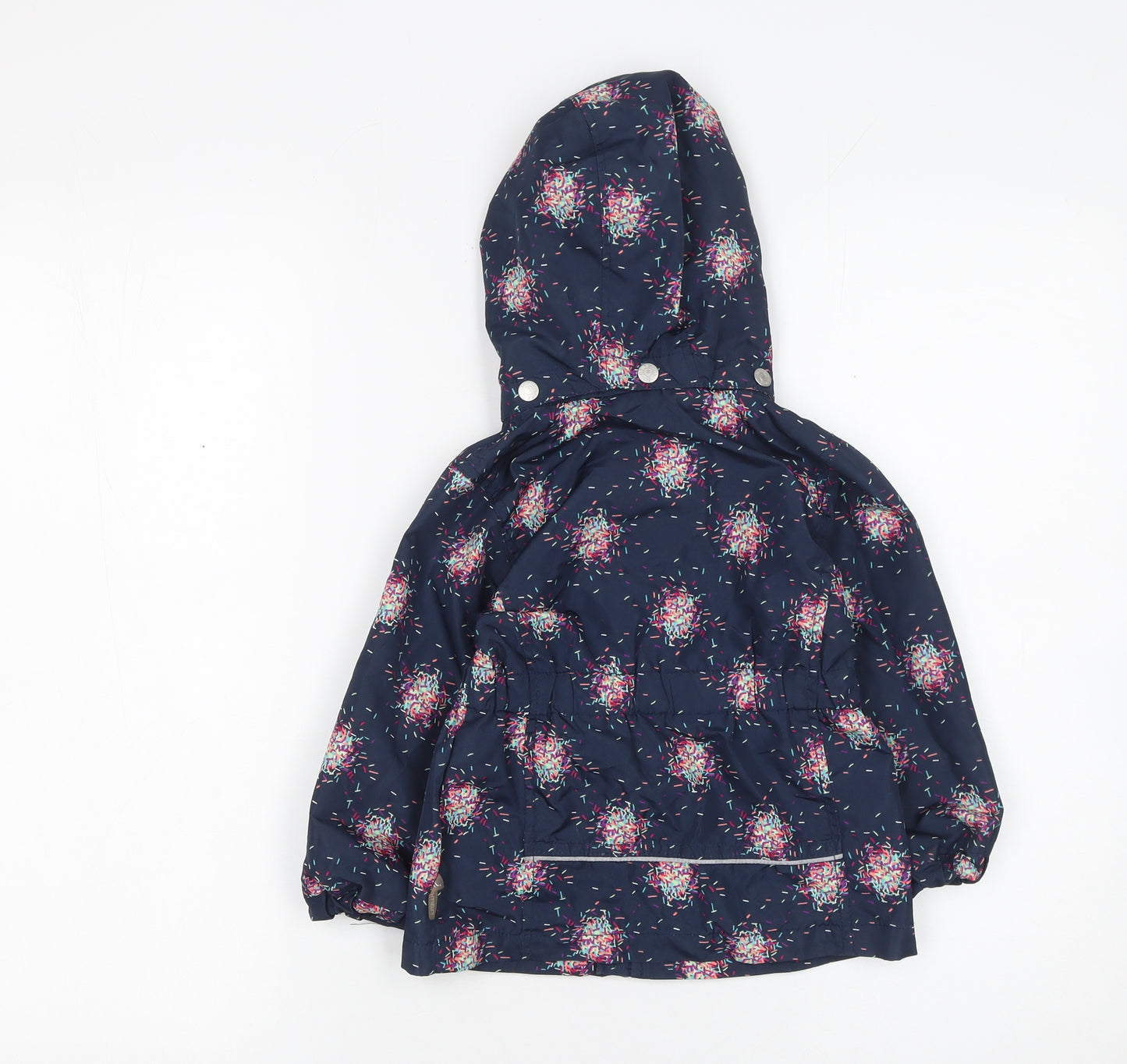Name It Girls Blue Floral Hooded Rain Coat Jacket 2 Years