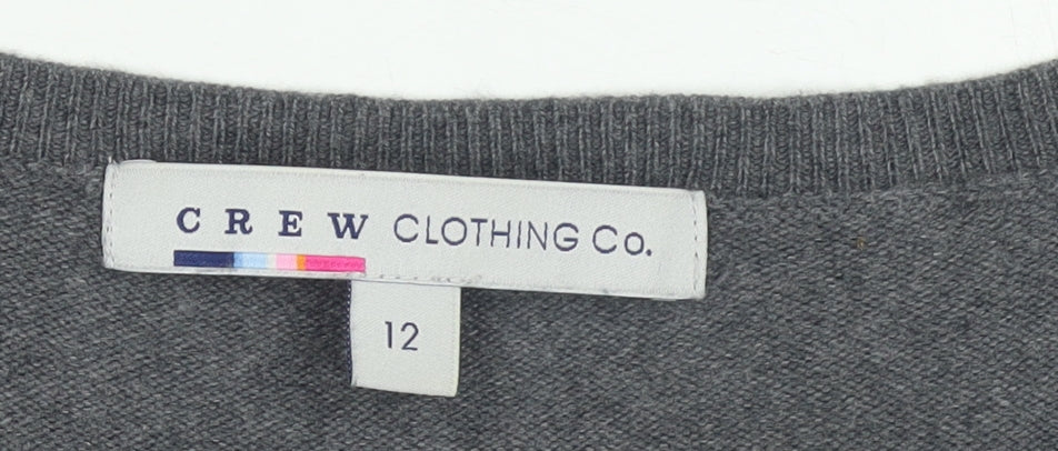 Crew Clothing Co. Women’s Grey Knit V-Neck Belted Sweater Dress Size 12