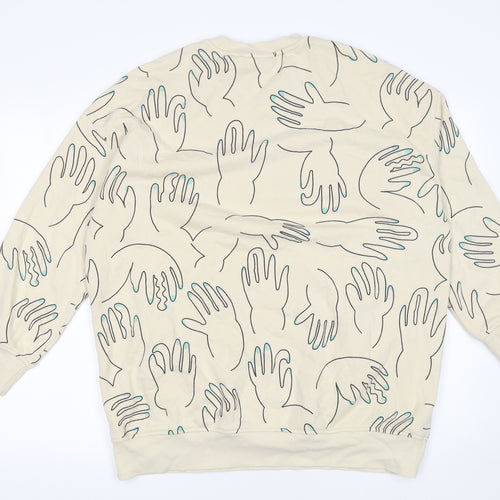 Monki Womens Beige Graphic Hand Print Sweatshirt XXS