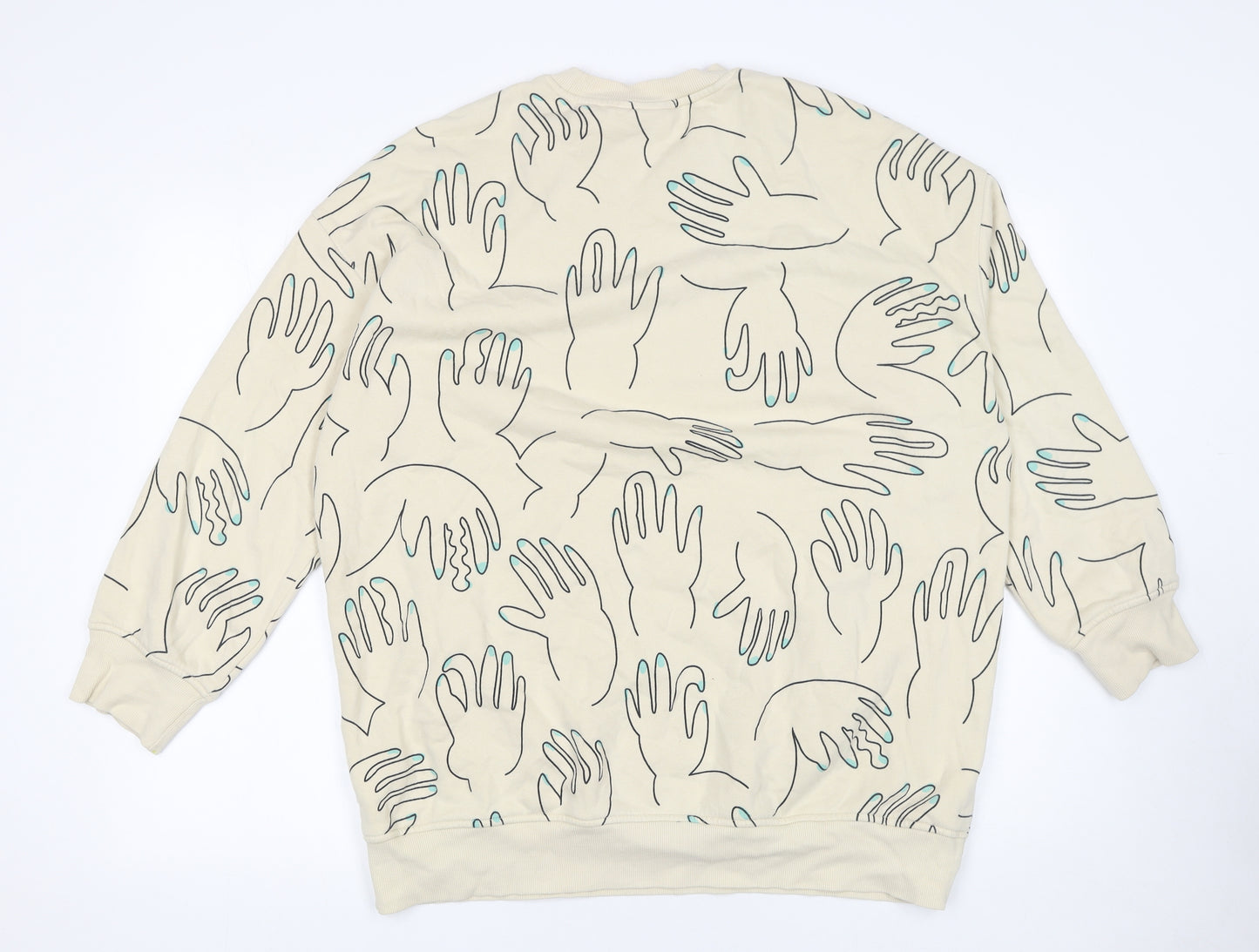 Monki Womens Beige Graphic Hand Print Sweatshirt XXS