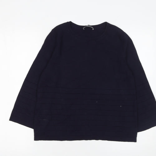 Laura Ashley Women Blue Cotton Modal Long Sleeve Jumper UK 10