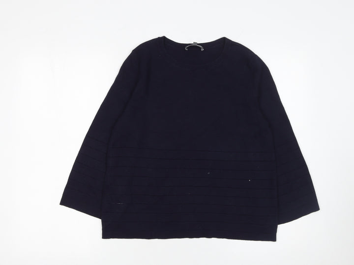 Laura Ashley Women Blue Cotton Modal Long Sleeve Jumper UK 10