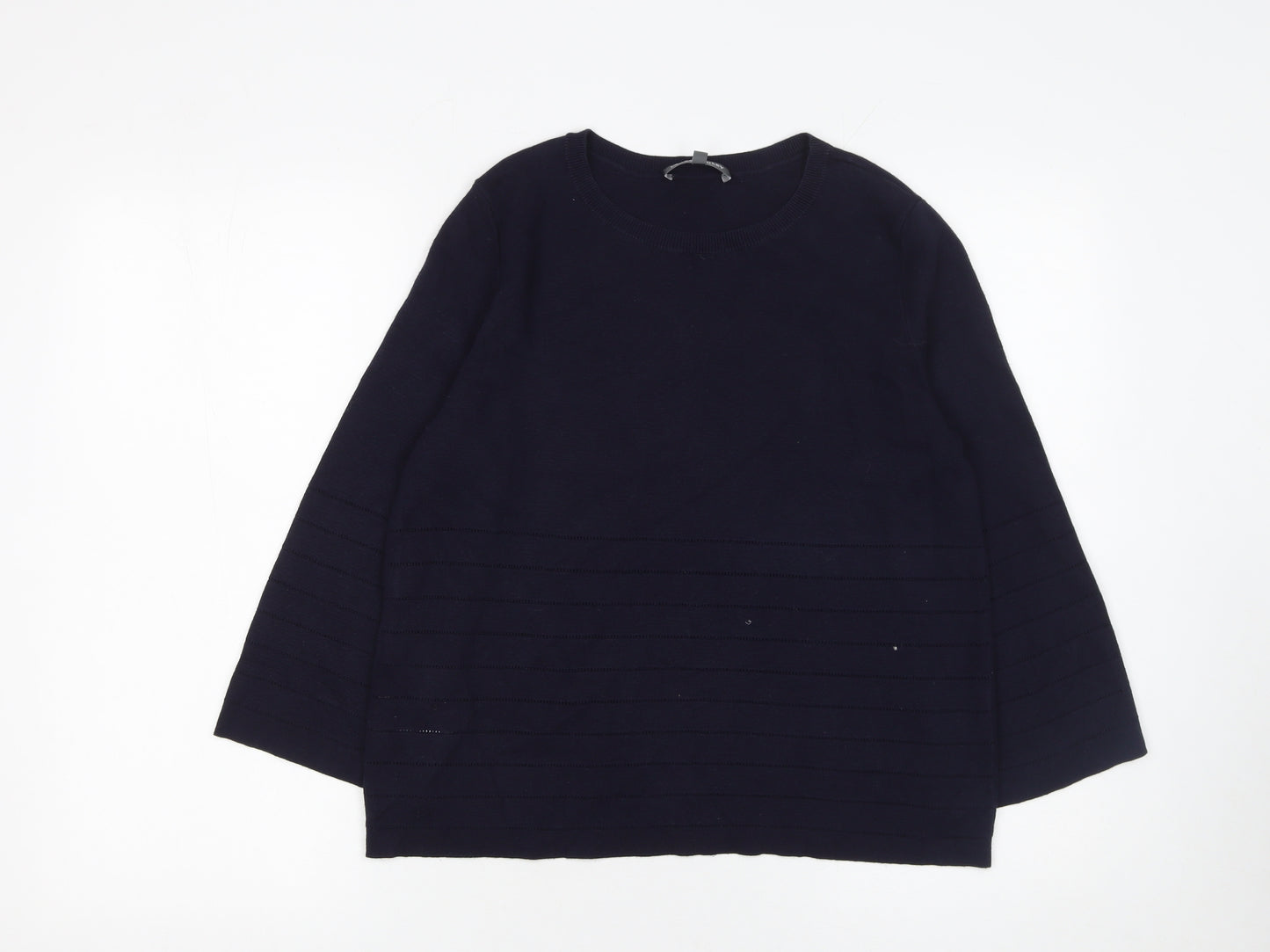 Laura Ashley Women Blue Cotton Modal Long Sleeve Jumper UK 10