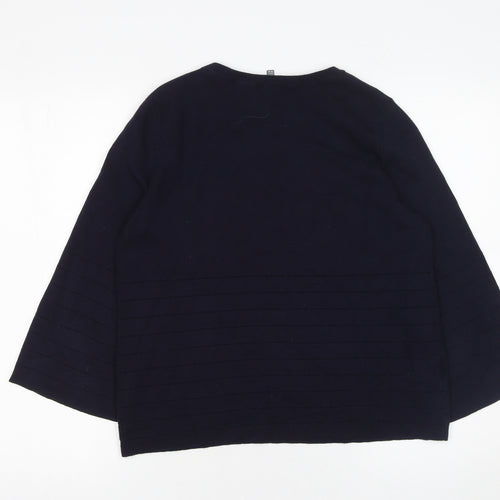 Laura Ashley Women Blue Cotton Modal Long Sleeve Jumper UK 10