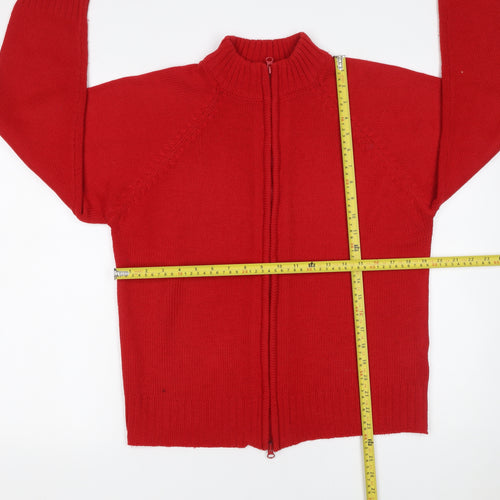 //text.. Womens Red Full Zip High Neck Jumper M Knit Acrylic