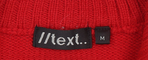//text.. Womens Red Full Zip High Neck Jumper M Knit Acrylic