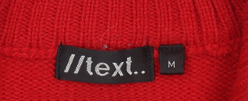//text.. Womens Red Full Zip High Neck Jumper M Knit Acrylic