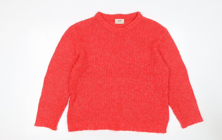 Hush Womens Red Chunky Knit Wool Blend Pullover Jumper Size S