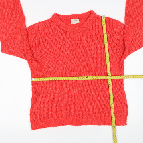 Hush Womens Red Chunky Knit Wool Blend Pullover Jumper Size S