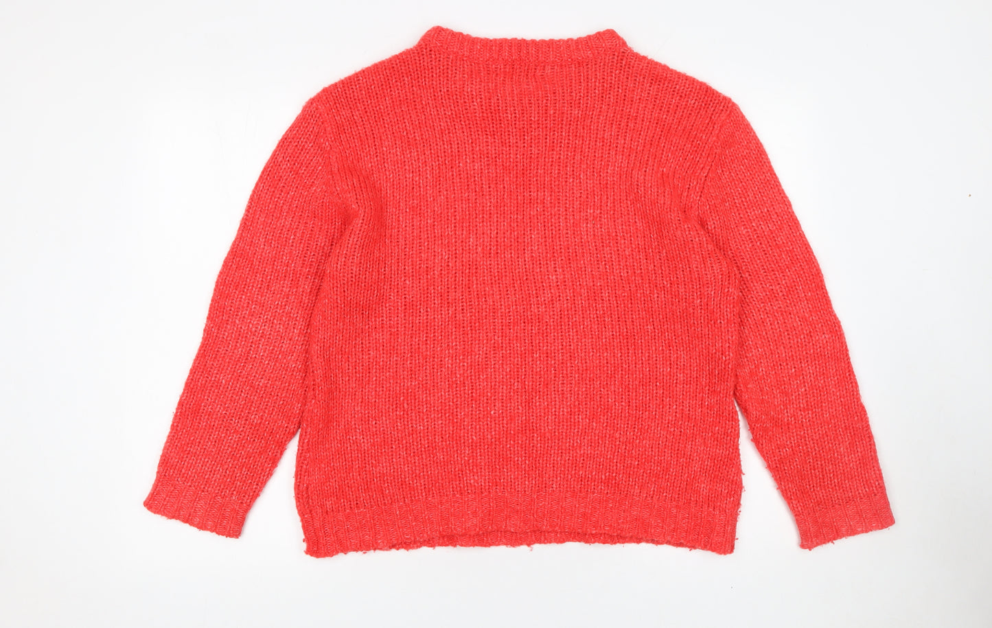 Hush Womens Red Chunky Knit Wool Blend Pullover Jumper Size S