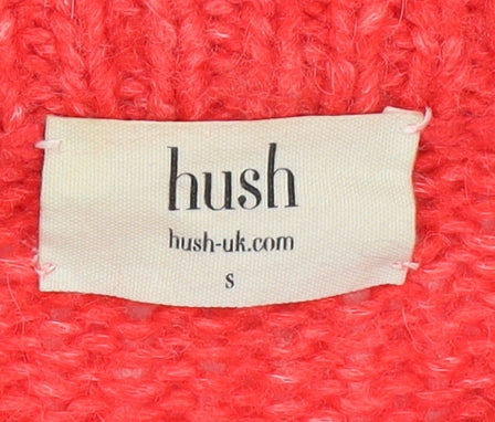 Hush Womens Red Chunky Knit Wool Blend Pullover Jumper Size S