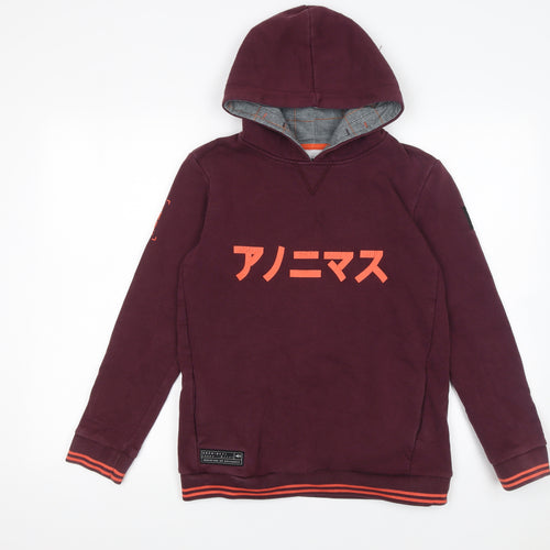 Anonimasu Unisex Kids Red Hoodie 11-12 Years Japanese Graphic Pullover