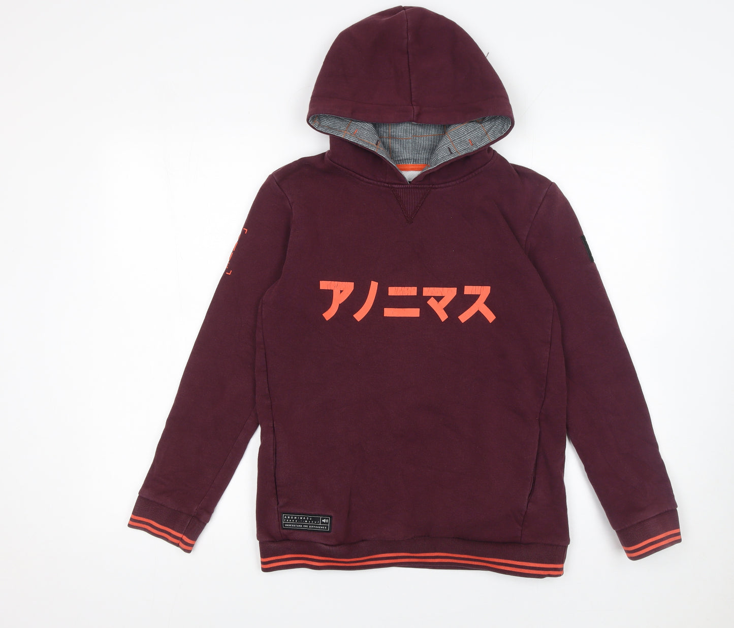Anonimasu Unisex Kids Red Hoodie 11-12 Years Japanese Graphic Pullover