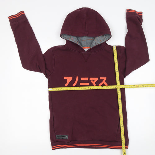 Anonimasu Unisex Kids Red Hoodie 11-12 Years Japanese Graphic Pullover
