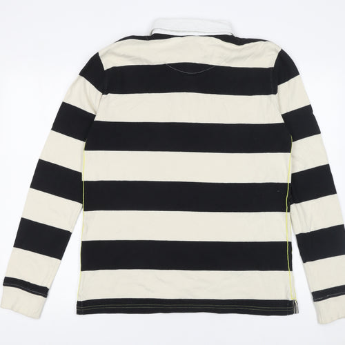 Marks and Spencer Boys Black Striped Long Sleeve Gaming Polo Shirt 15-16 Years