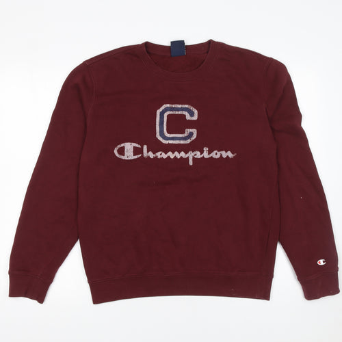 Champion Women’s Burgundy Pullover Sweatshirt Medium Cotton Blend Graphic Logo