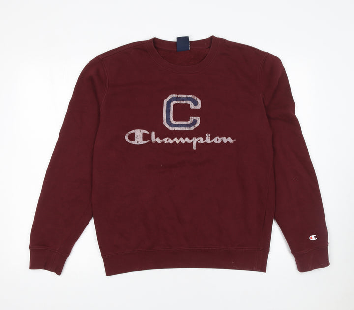 Champion Women’s Burgundy Pullover Sweatshirt Medium Cotton Blend Graphic Logo