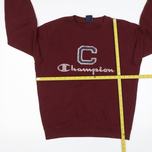 Champion Women’s Burgundy Pullover Sweatshirt Medium Cotton Blend Graphic Logo
