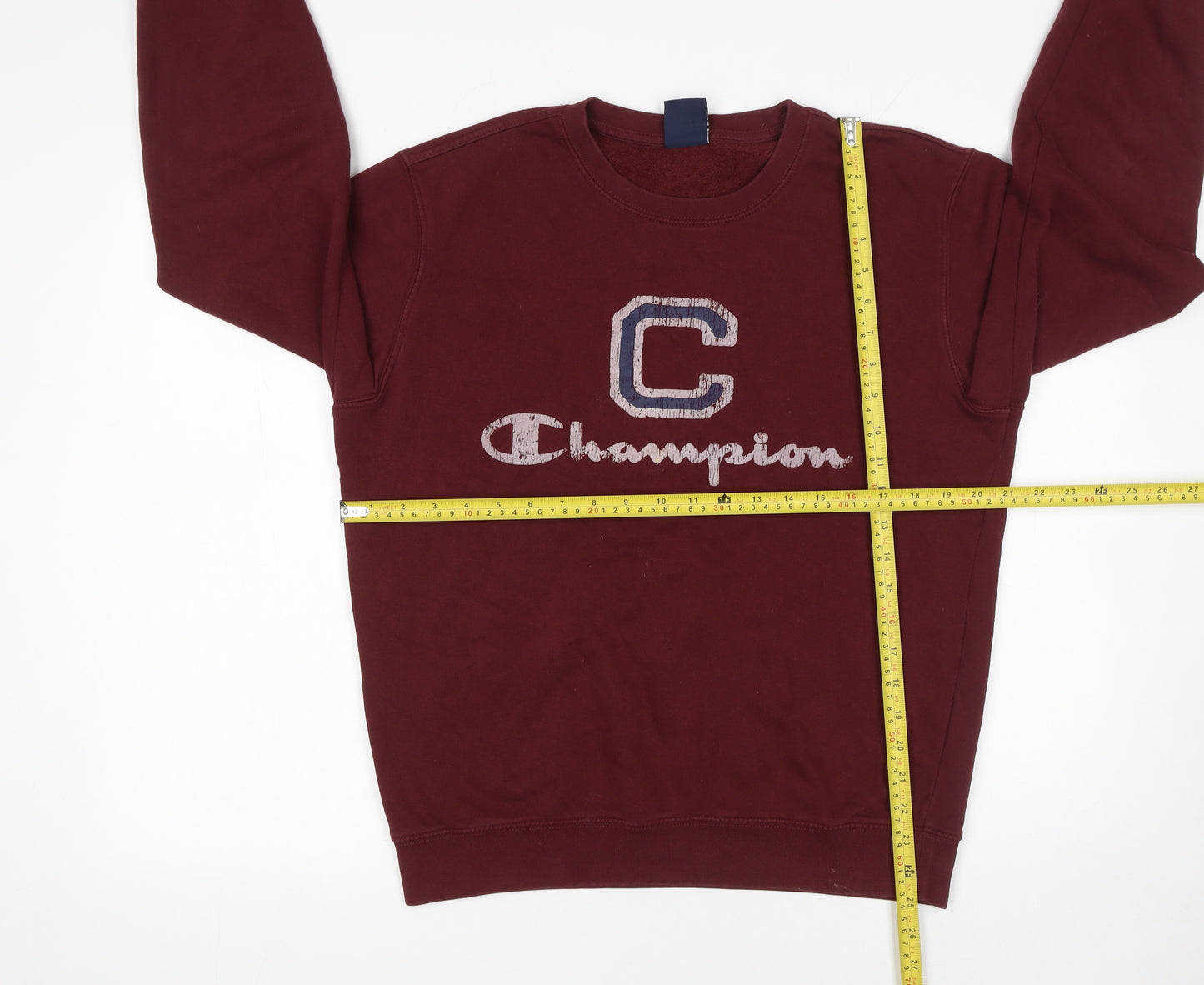 Champion Women’s Burgundy Pullover Sweatshirt Medium Cotton Blend Graphic Logo