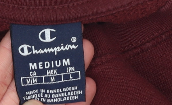 Champion Women’s Burgundy Pullover Sweatshirt Medium Cotton Blend Graphic Logo