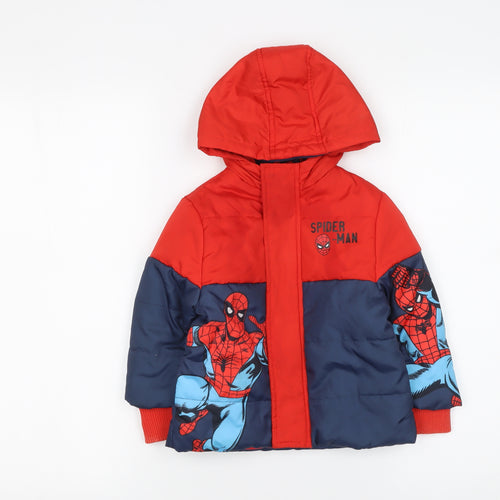 Nutmeg Boys Red Spider-Man Puffer Jacket Hooded 1-1½ Years Winter Coat