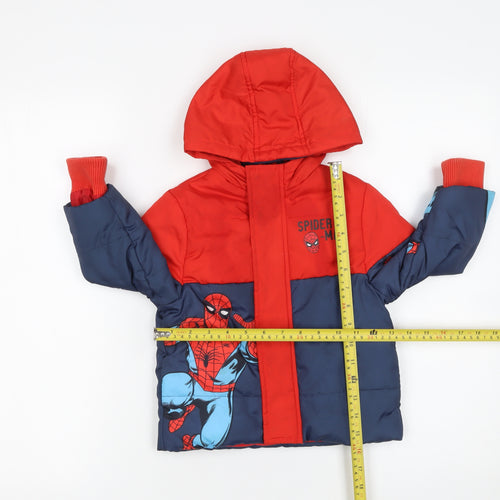 Nutmeg Boys Red Spider-Man Puffer Jacket Hooded 1-1½ Years Winter Coat