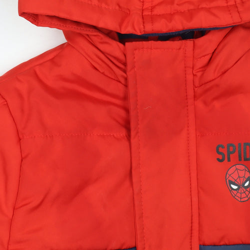 Nutmeg Boys Red Spider-Man Puffer Jacket Hooded 1-1½ Years Winter Coat