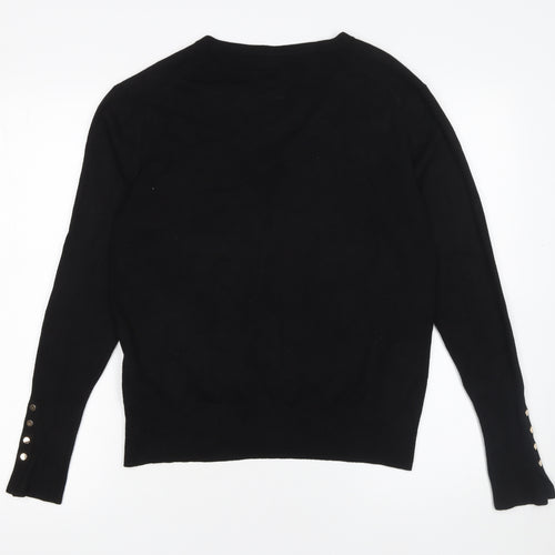 ZARA Womens Black V-Neck Long Sleeve Knit Pullover Jumper Size 18 Plus