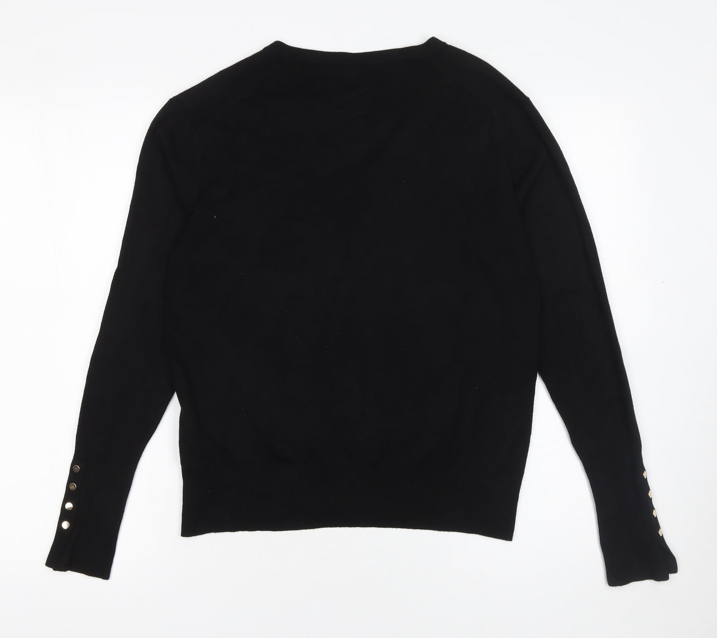 ZARA Womens Black V-Neck Long Sleeve Knit Pullover Jumper Size 18 Plus