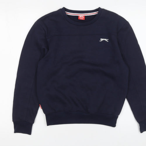 Slazenger Boys Navy Blue Sweatshirt 9-10 Years Crew Neck Cotton Blend