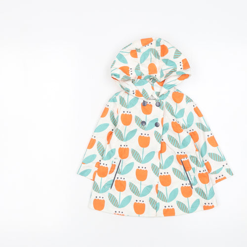 Next Unisex Baby Multicoloured 9-12 Months Hooded Floral Cotton Rain Coat