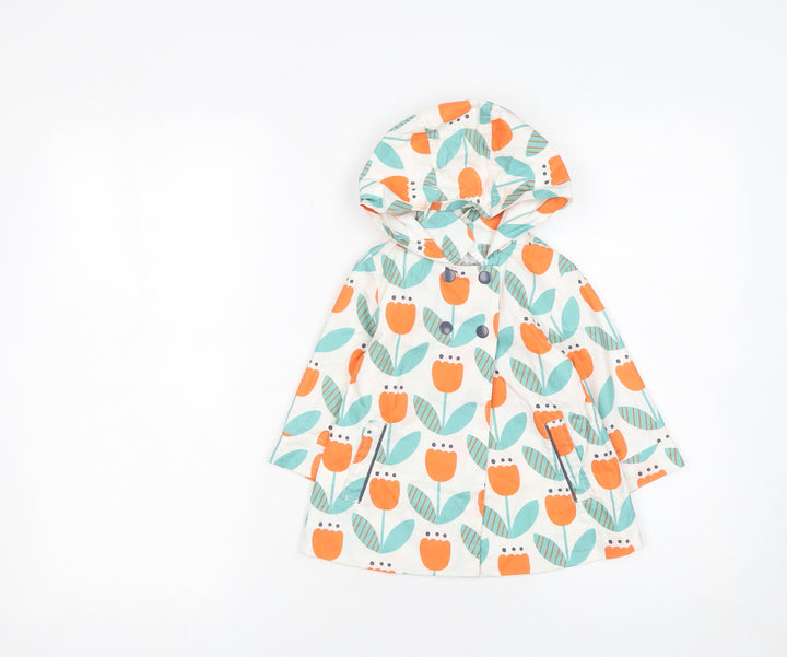 Next Unisex Baby Multicoloured 9-12 Months Hooded Floral Cotton Rain Coat