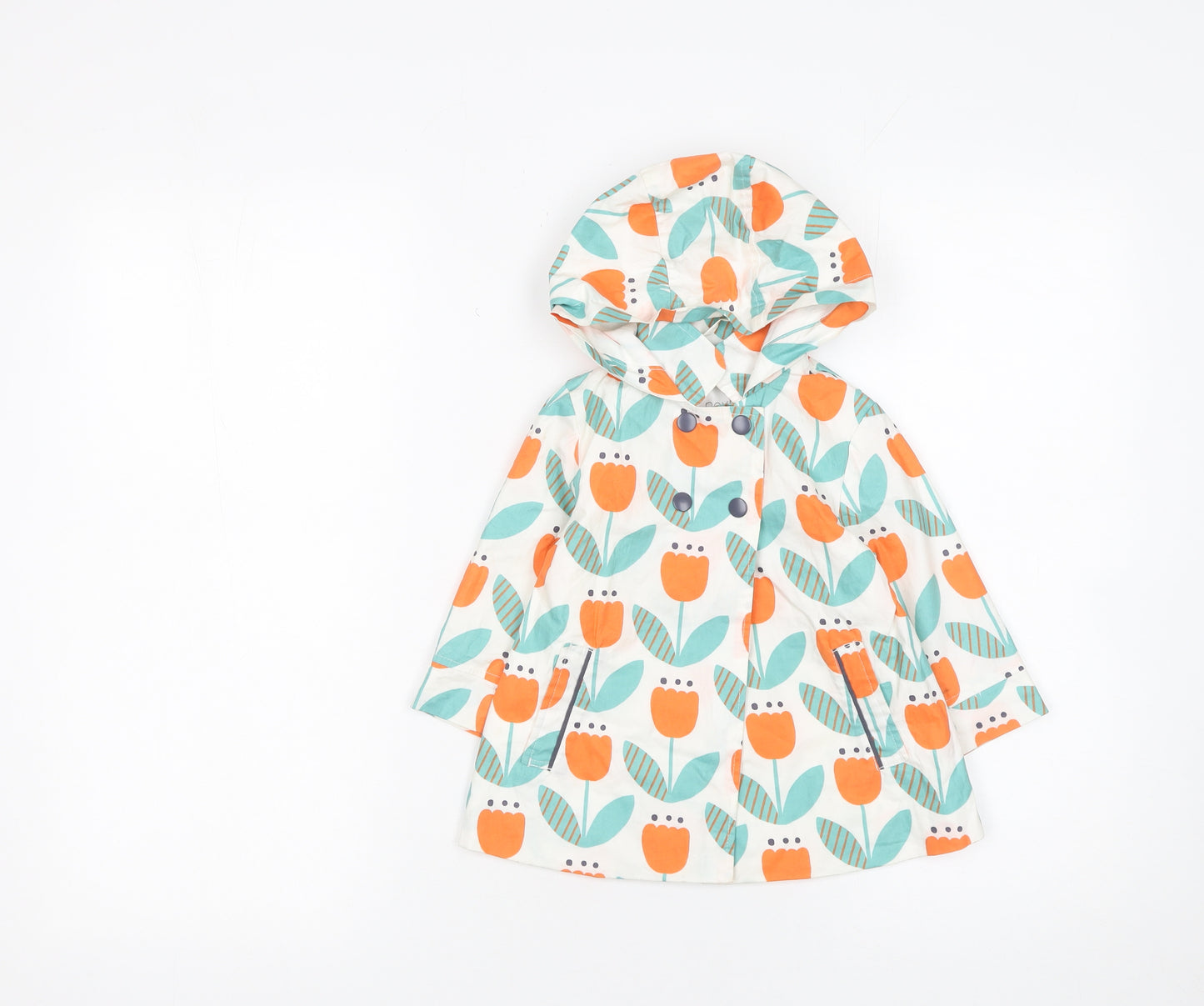 Next Unisex Baby Multicoloured 9-12 Months Hooded Floral Cotton Rain Coat