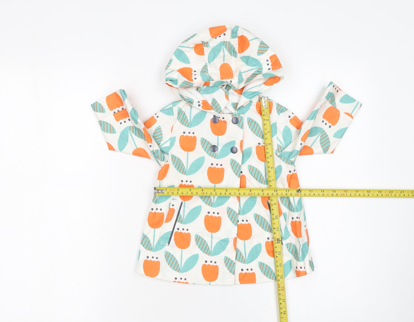 Next Unisex Baby Multicoloured 9-12 Months Hooded Floral Cotton Rain Coat