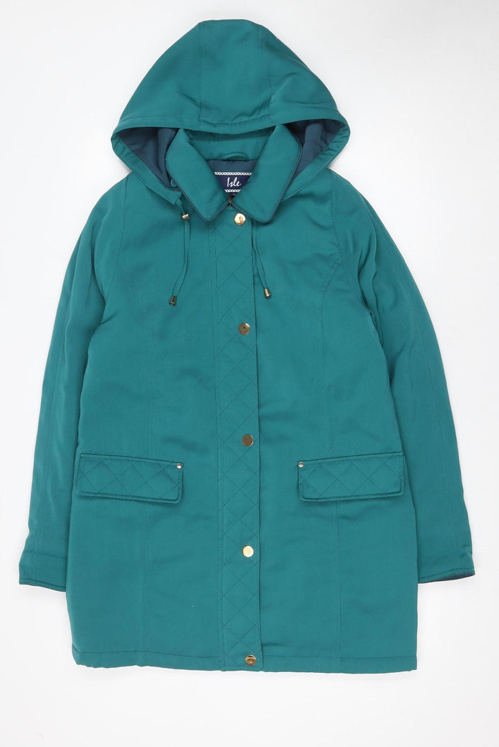 Isle Women’s Teal Hooded Quilted Jacket Size 10 Polyester Mid-Length