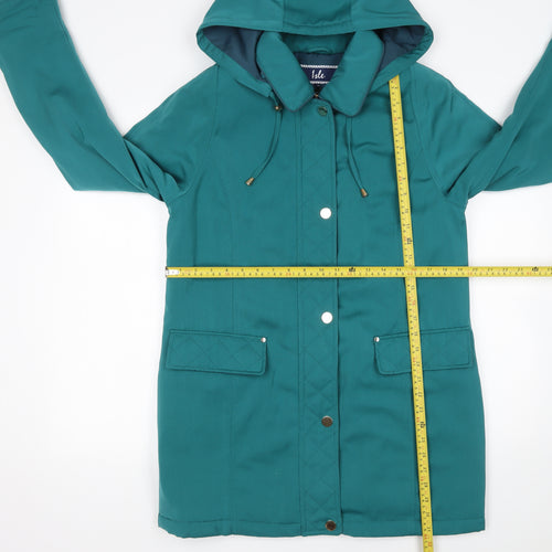 Isle Women’s Teal Hooded Quilted Jacket Size 10 Polyester Mid-Length