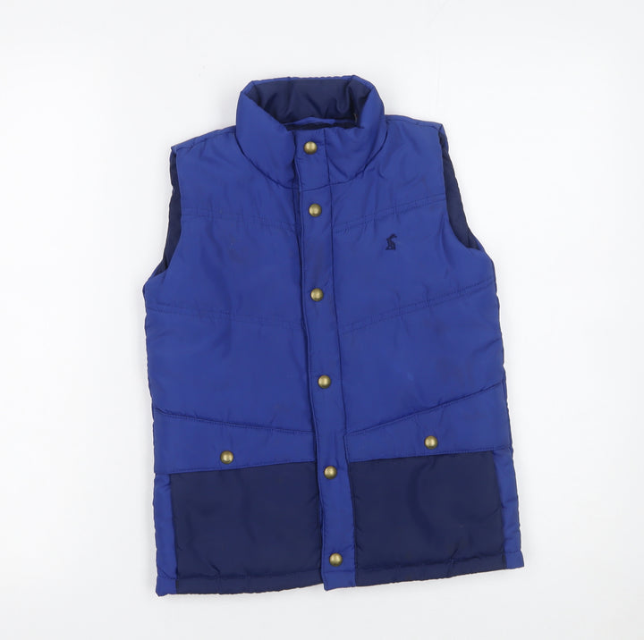 Joules Boys Blue Padded Bodywarmer Gilet 7 Years Polyester Snap Fastening