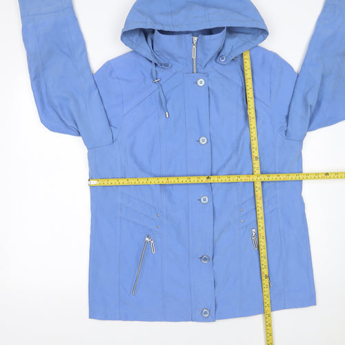 Cotswold Collections Women's Blue Hooded Mid-Length Rain Jacket Size 14