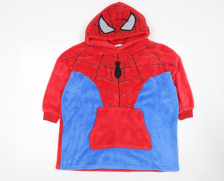 Marks and Spencer Boys Red Blue Spider-Man Fleece Hooded Robe 7-8 Years
