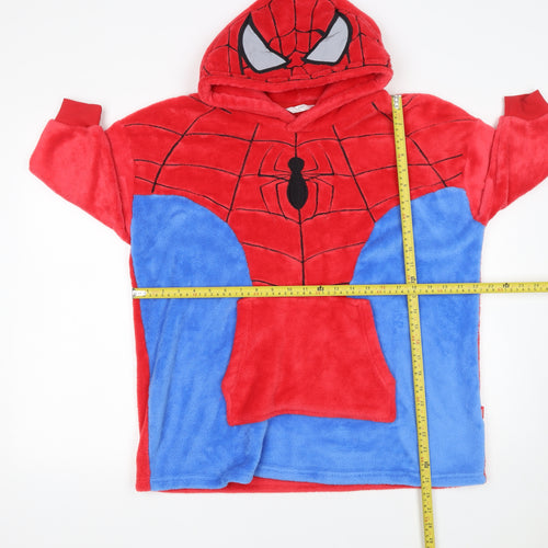 Marks and Spencer Boys Red Blue Spider-Man Fleece Hooded Robe 7-8 Years