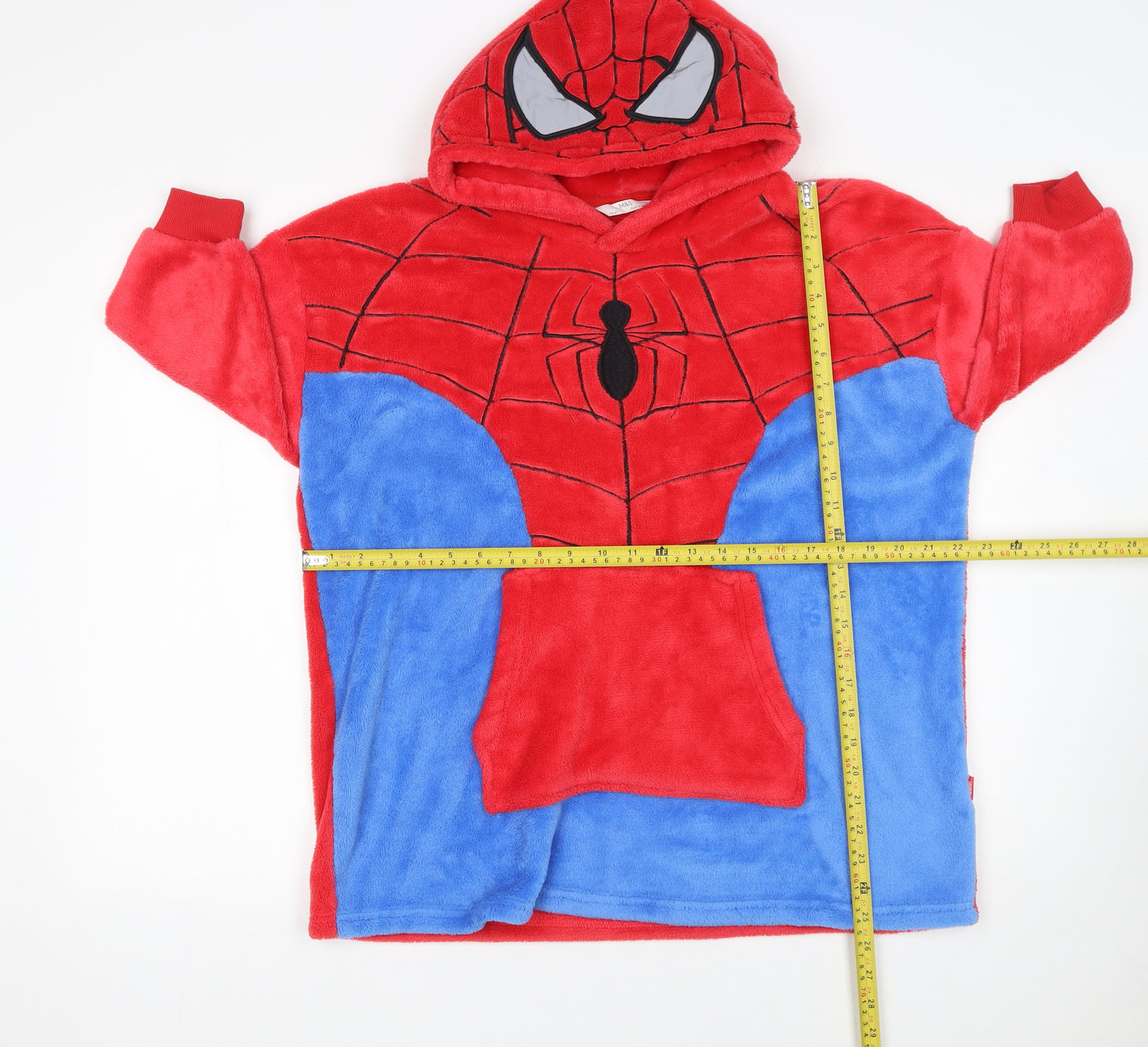 Marks and Spencer Boys Red Blue Spider-Man Fleece Hooded Robe 7-8 Years