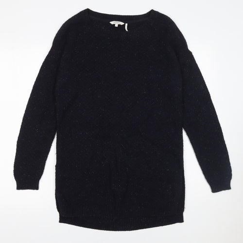 FatFace Womens Blue Crew Neck Long Sleeve Wool Blend Pullover Jumper Size 12