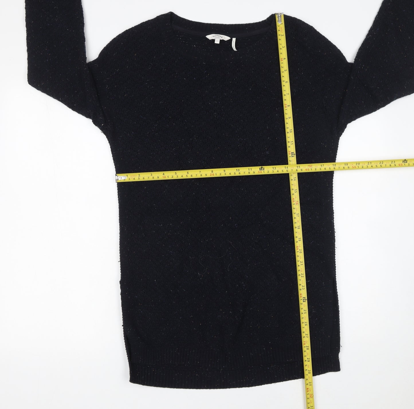 FatFace Womens Blue Crew Neck Long Sleeve Wool Blend Pullover Jumper Size 12