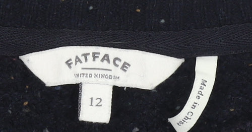 FatFace Womens Blue Crew Neck Long Sleeve Wool Blend Pullover Jumper Size 12