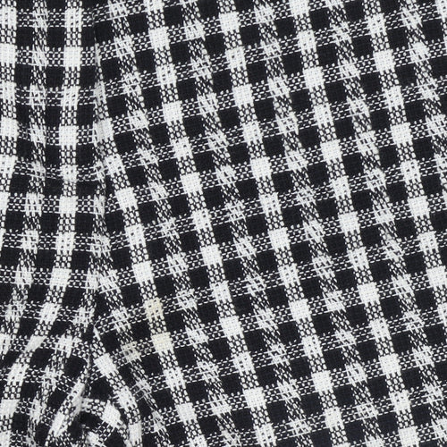 ZARA Women’s Black Check Cotton Blend Straight Trousers Size S